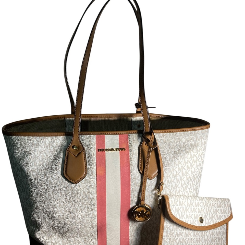 Michael Kors Eva large signature logo stripe tote bag